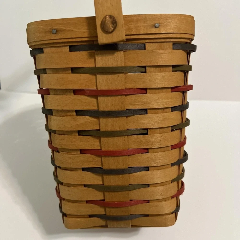 Vintage 1996 Longaberger‎ Large Peg Basket with Moveable Handle Red Green Blue